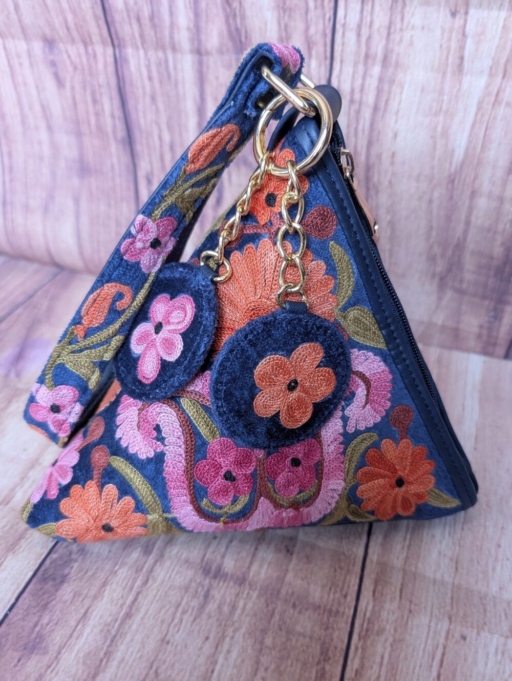 Floral Embroidered Handcrafted Triangle Bag